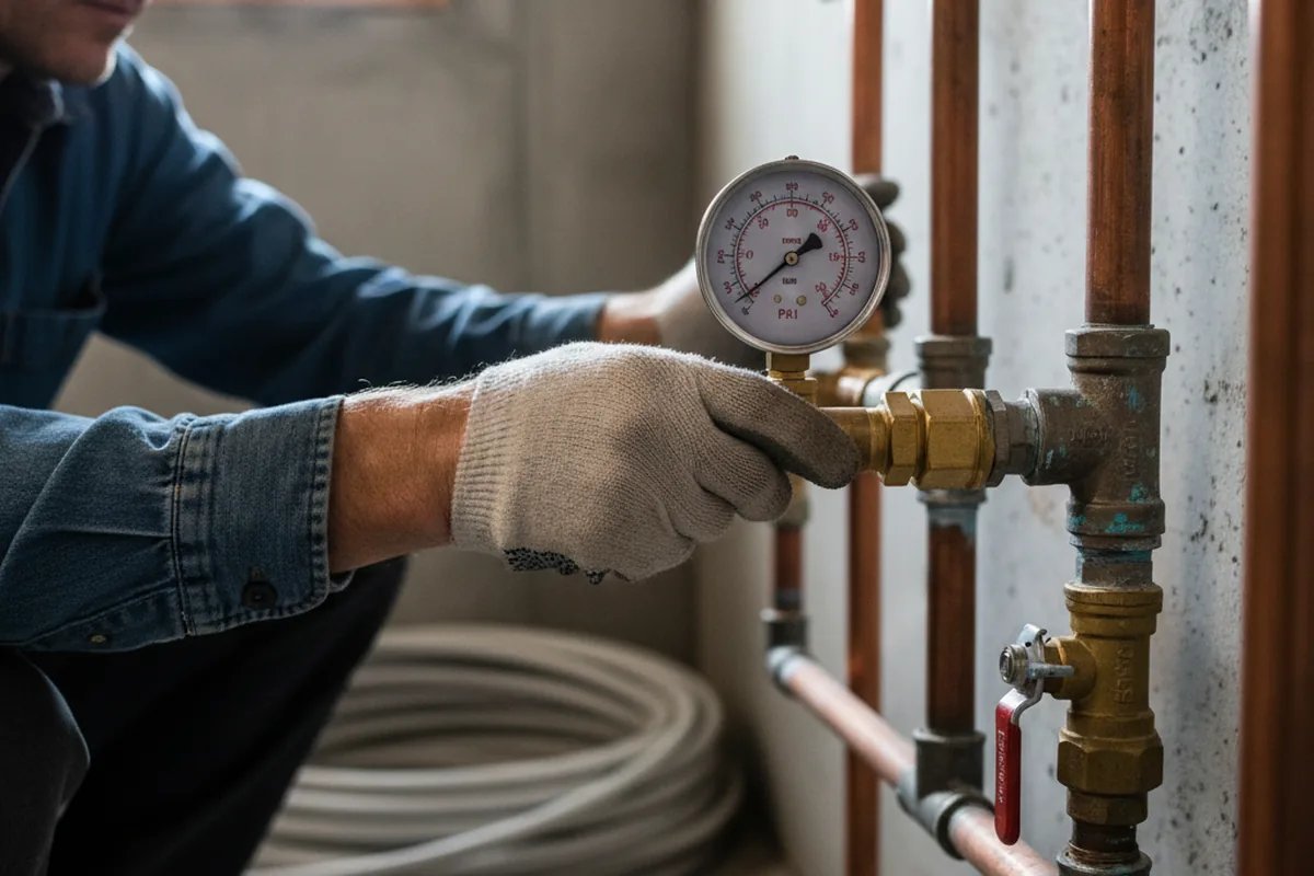 Pressure testing a repaired line during Water Line Repair in Taberg